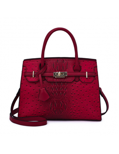 Mellow World Virginia Ostrich Embossed Maroon Satchel Bag (Women's) Profitez des Offres !