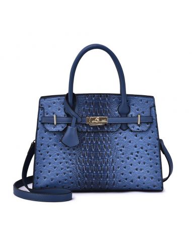 Mellow World Virginia Ostrich Embossed Navy Satchel Bag (Women's) pour bénéficier 