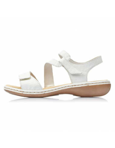 Rieker Regina C7 White Leather Sandal (Women's) pas cher