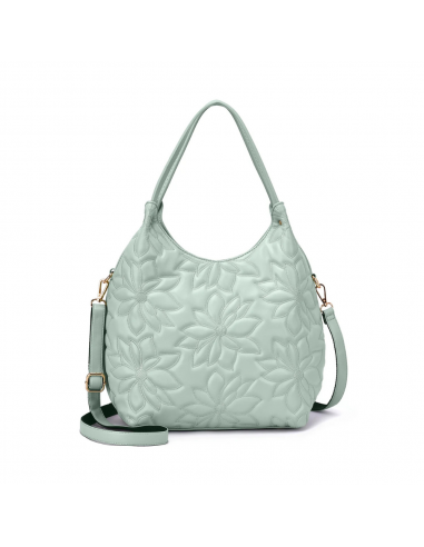 Mellow World Jae Embossed Floral Patterned Sage Hobo Bag (Women's) rembourrage situé sous