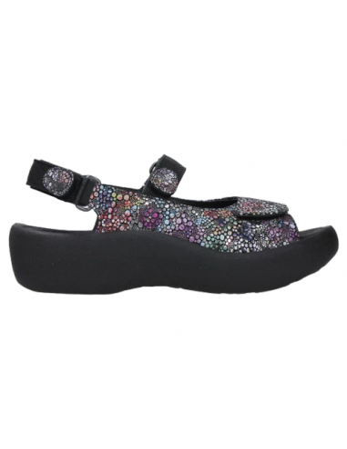 Wolky Jewel Black Multi Suede Sandal (Women's) pas cher 