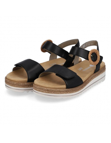 Remonte Jocelyn 52 Black Leather Sandal (Women's) de la marque