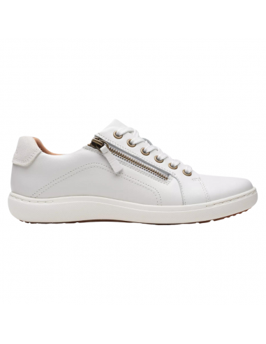 Clarks Nalle Lace White Leather Sneaker (Women's) Découvrez la collection