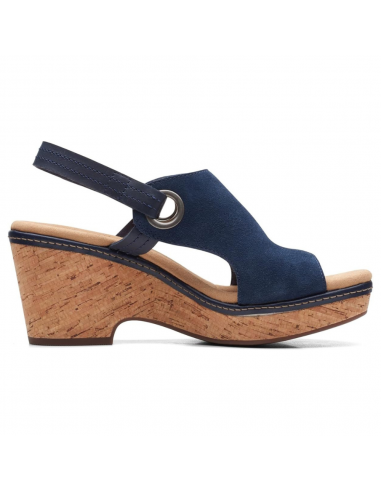 Clarks Giselle Sea Navy Suede Sandal (Women's) pas chere