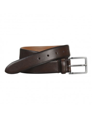 Johnston & Murphy Feathered Edge Brown Leather Belt le des métaux précieux