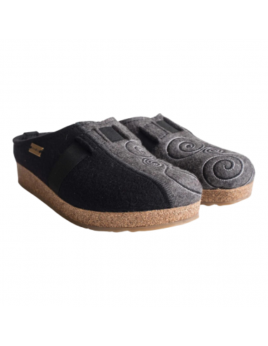 Haflinger Magic Black/Grey Wool Slipper (Women's) Pour