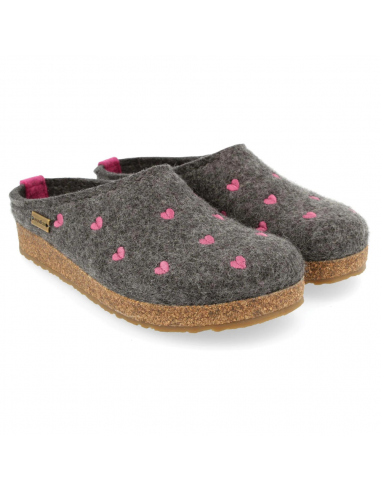 Haflinger Cuoricini Grey Wool Slipper (Women's) Venez découvrir notre 