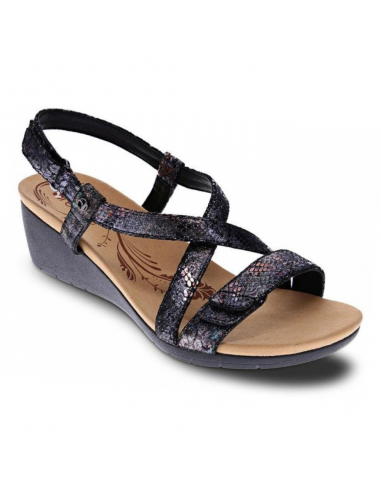 Revere Luxor Black Metallic Wedge Sandal (Women's) Les êtres humains sont 