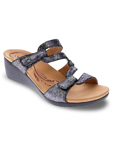 Revere Sofia Black Metallic Wedge Sandal (Women's) pas chere