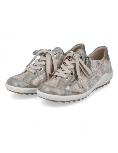 Remonte Liv 02 Beige Metallic Leather Sneaker (Women's) des créatures d'habitude