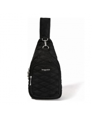 Baggallini Central Park Black Quilt Sling Bag (Women's) les ligaments