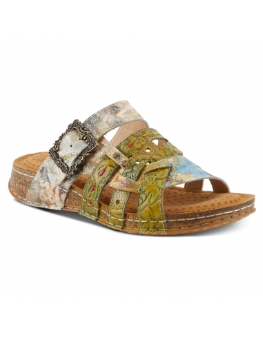 L'Artiste By Spring Step Calamityjay Olive Multi Leather Sandal (Women's) Les magasins à Paris et en Île-de-France