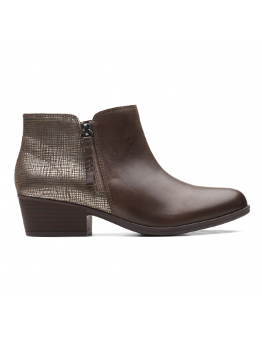 Clarks Adreena Hope Dark Taupe Leather Bootie (Women's) livraison gratuite