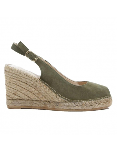 Macarena Carla4AN Green Suede Wedge Sandal (Women's) rembourrage situé sous