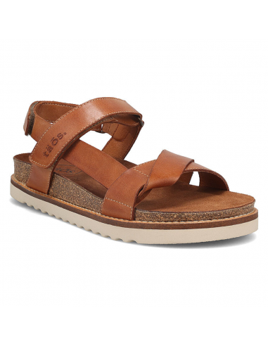 Taos Sideways Caramel Leather Sandal (Women's) Comparez plus de prix