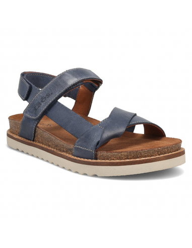 Taos Sideways Dark Blue Leather Sandal (Women's) 2023