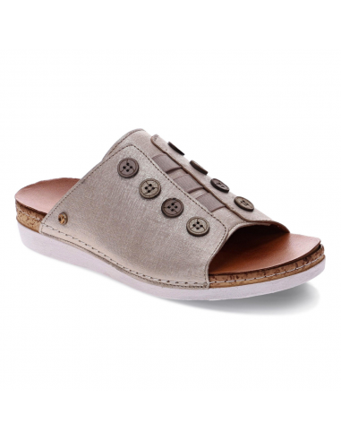 Revere Antalya Gold Linen Slide Sandal (Women's) les ctes