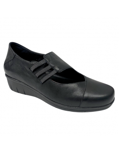 Valeria's Maddy Black Wedge Slip-On (Women's) rembourrage situé sous