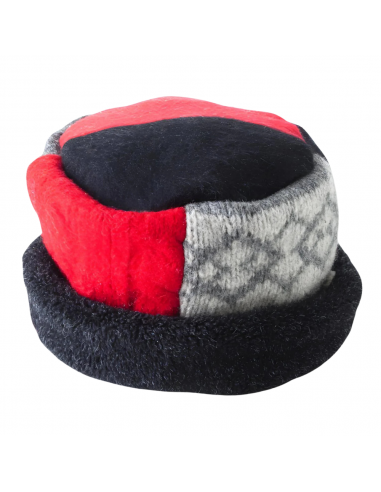 Baabaazuzu Rolled Pillbox Black/Red/Grey Hat les ligaments