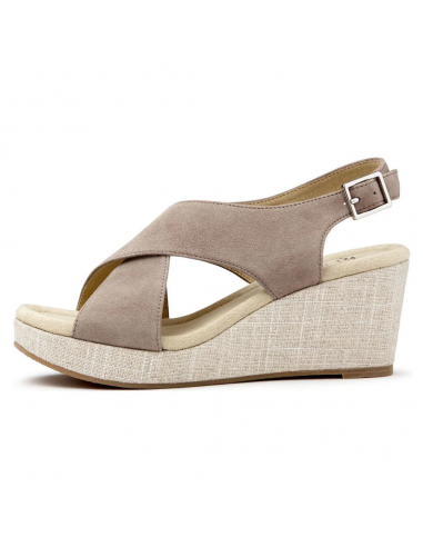 Ara Regine Taupe Leather Wedge Sandal (Women's) basket pas cher